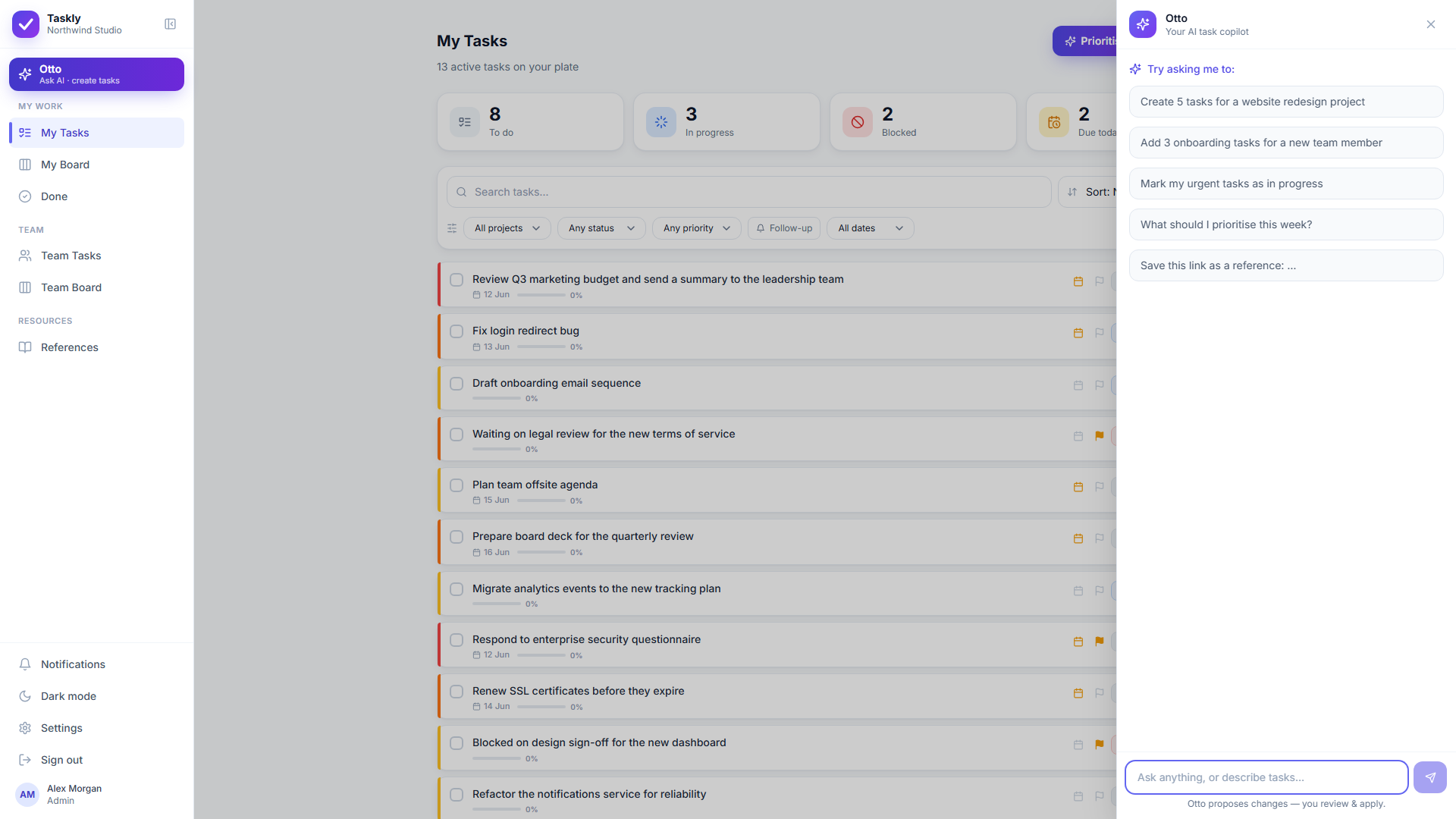 Otto chat panel — ask in plain English